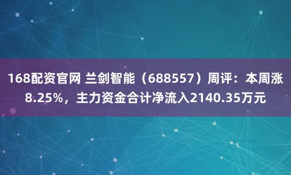 168配资官网 兰剑智能（688557）周评：本周涨8.25%，主力资金合计净流入2140.35万元